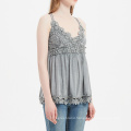 Hight Quality Smocking Back Camisole With Flared Bottom Elegant Lace Top Hem Criss Cross Sling